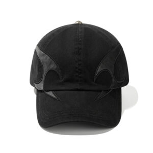 custom washed vintage baseball cap with leather patch
