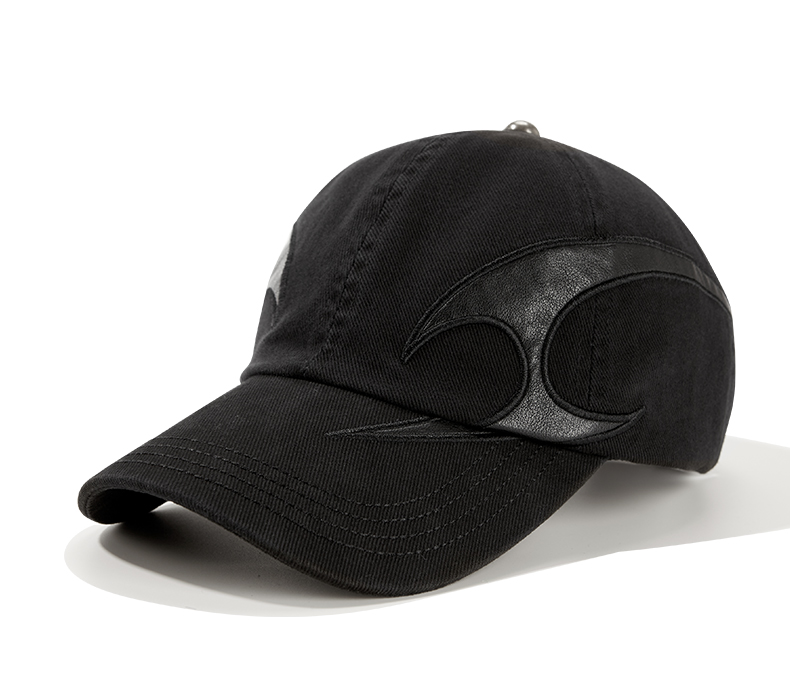 custom washed vintage baseball cap with leather patch
