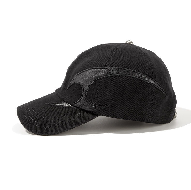 custom washed vintage baseball cap with leather patch