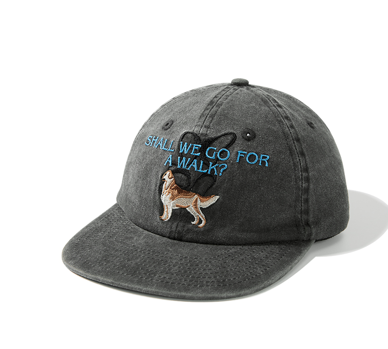 custom washed vintage baseball cap with puppy embroidery