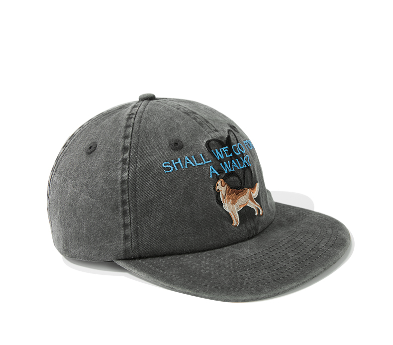 custom washed vintage baseball cap with puppy embroidery