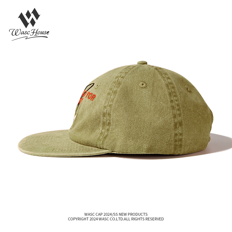 custom washed vintage baseball cap with puppy embroidery