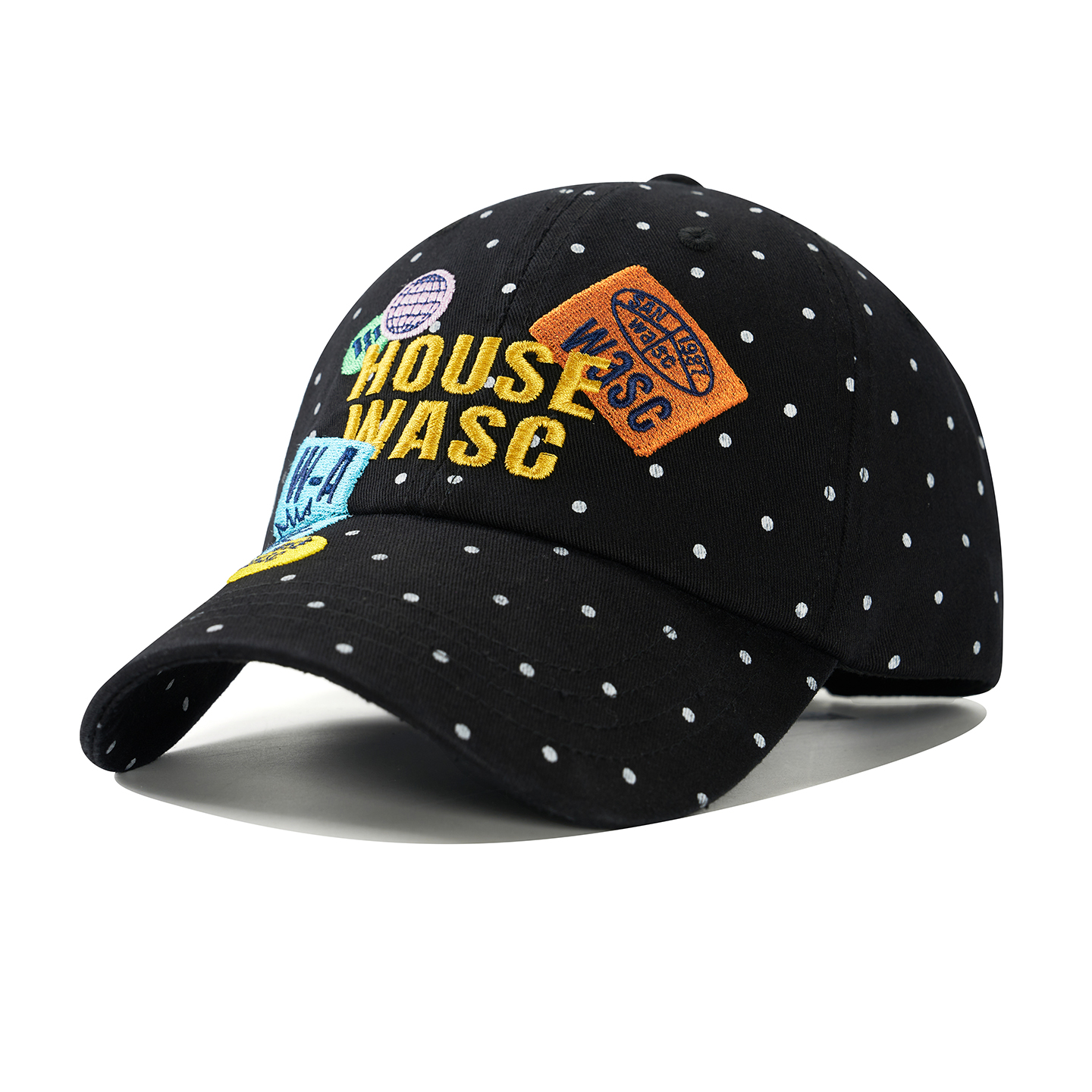 custom polka dot embroidered patch baseball cap