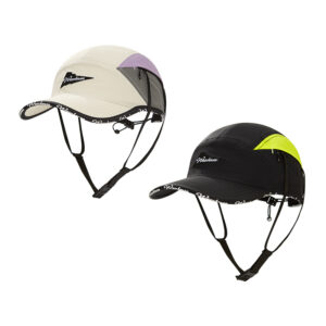 Color-blocked baseball cap with windproof chin strap, custom-made.