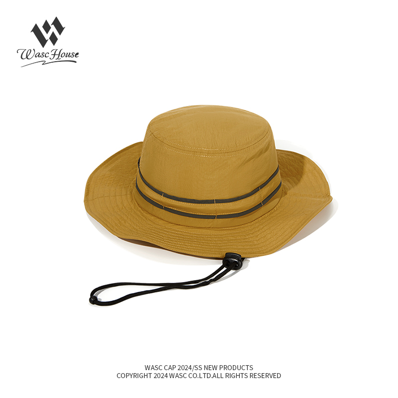 custom striped bucket hat with wind strap, quick dry, waterproof & sun protection