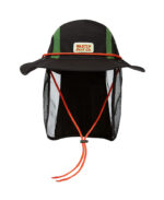 custom color blocked mesh bucket hat with neck flap & wind strap, breathable & quick dry