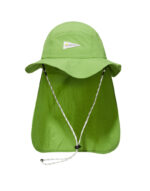 custom solid color leather patch bucket hat with striped wind strap, quick dry, sun protection & waterproof