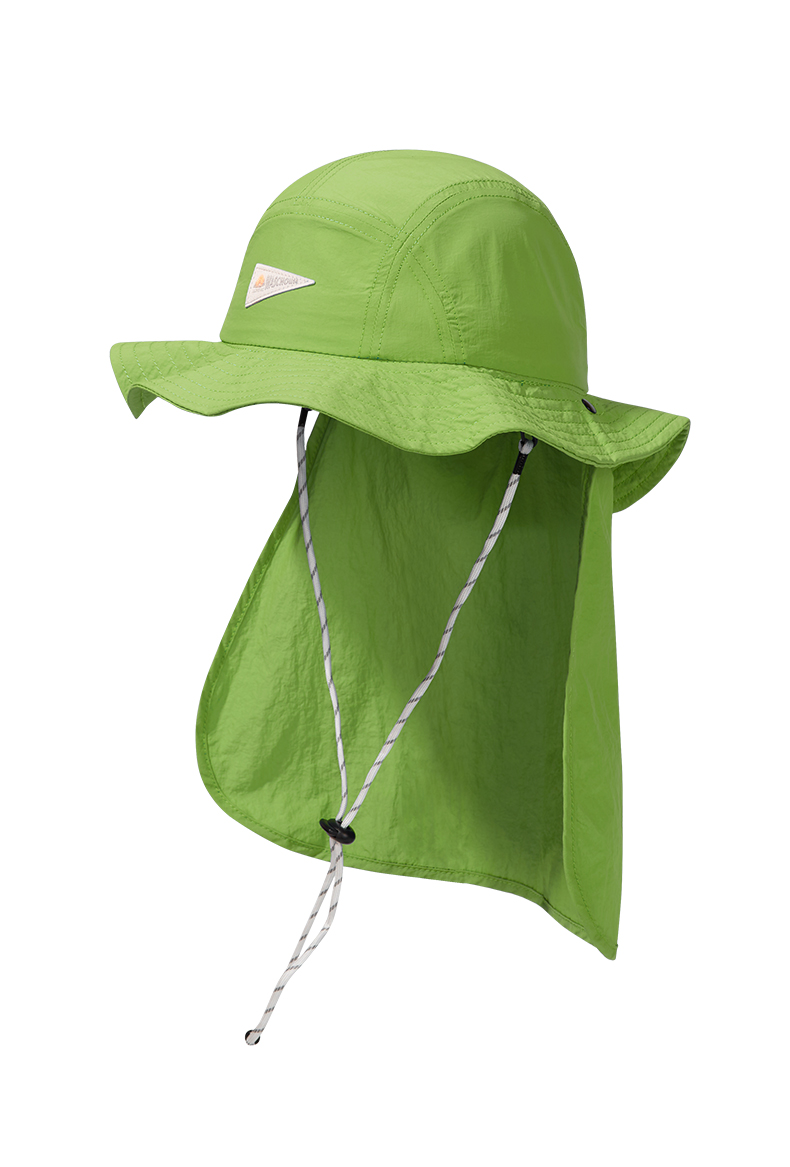 custom solid color leather patch bucket hat with striped wind strap, quick dry, sun protection & waterproof