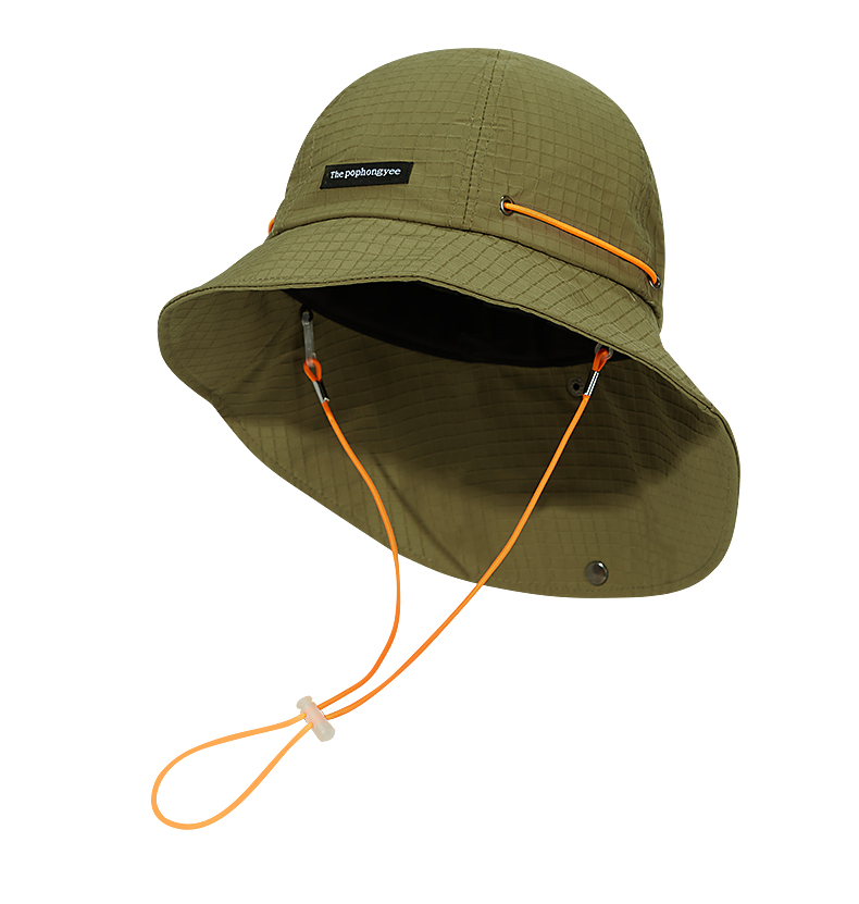 custom embroidered mesh waterproof quick dry bucket hat with wind strap