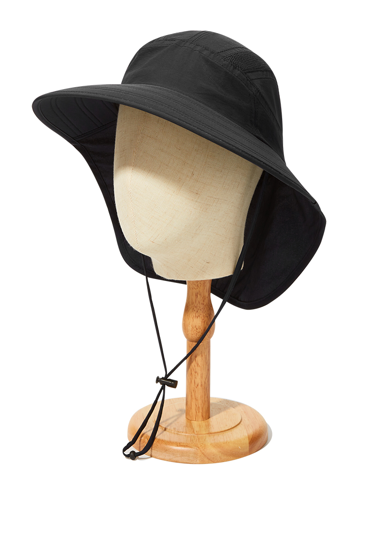 custom solid color waterproof sun protection quick dry bucket hat with neck flap
