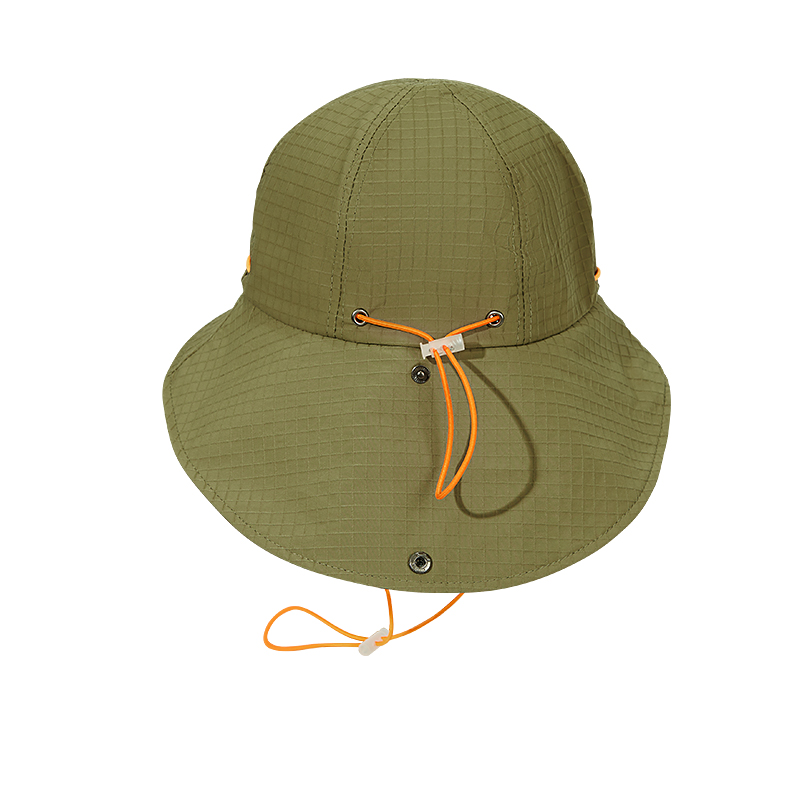custom embroidered mesh waterproof quick dry bucket hat with wind strap