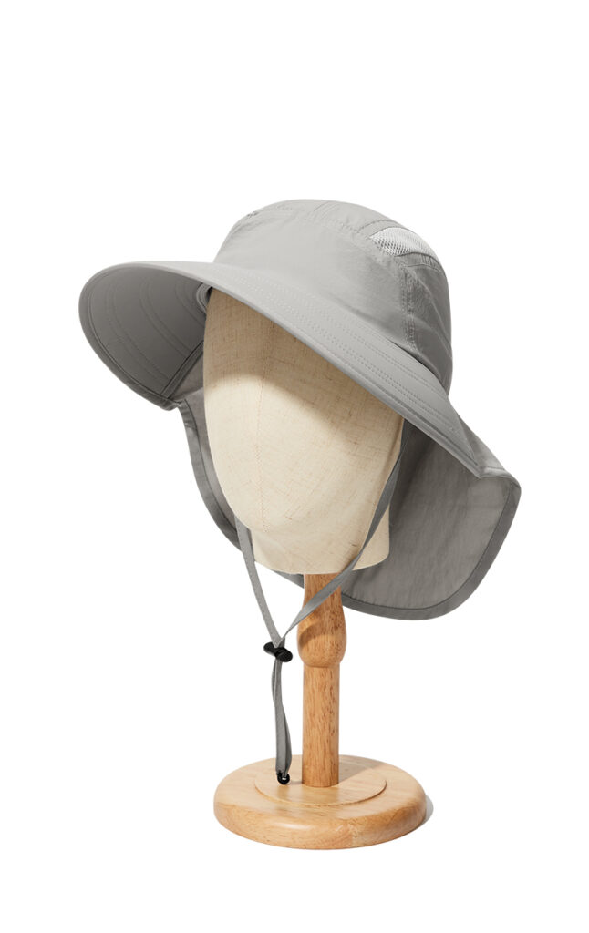 custom solid color waterproof sun protection quick dry bucket hat with neck flap