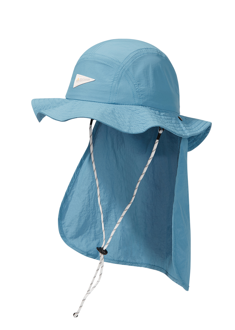 custom solid color leather patch bucket hat with striped wind strap, quick dry, sun protection & waterproof