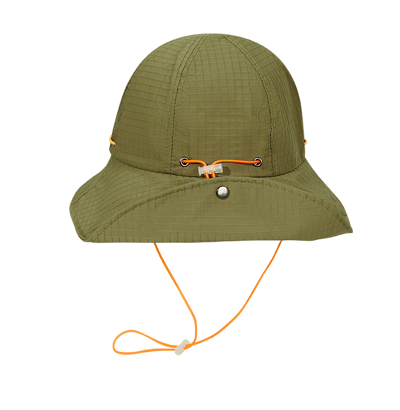 custom embroidered mesh waterproof quick dry bucket hat with wind strap