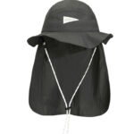 custom solid color leather patch bucket hat with striped wind strap, quick dry, sun protection & waterproof