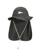 custom solid color leather patch bucket hat with striped wind strap, quick dry, sun protection & waterproof