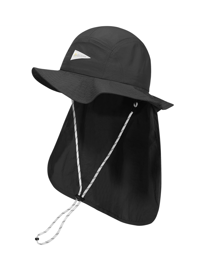 custom solid color leather patch bucket hat with striped wind strap, quick dry, sun protection & waterproof