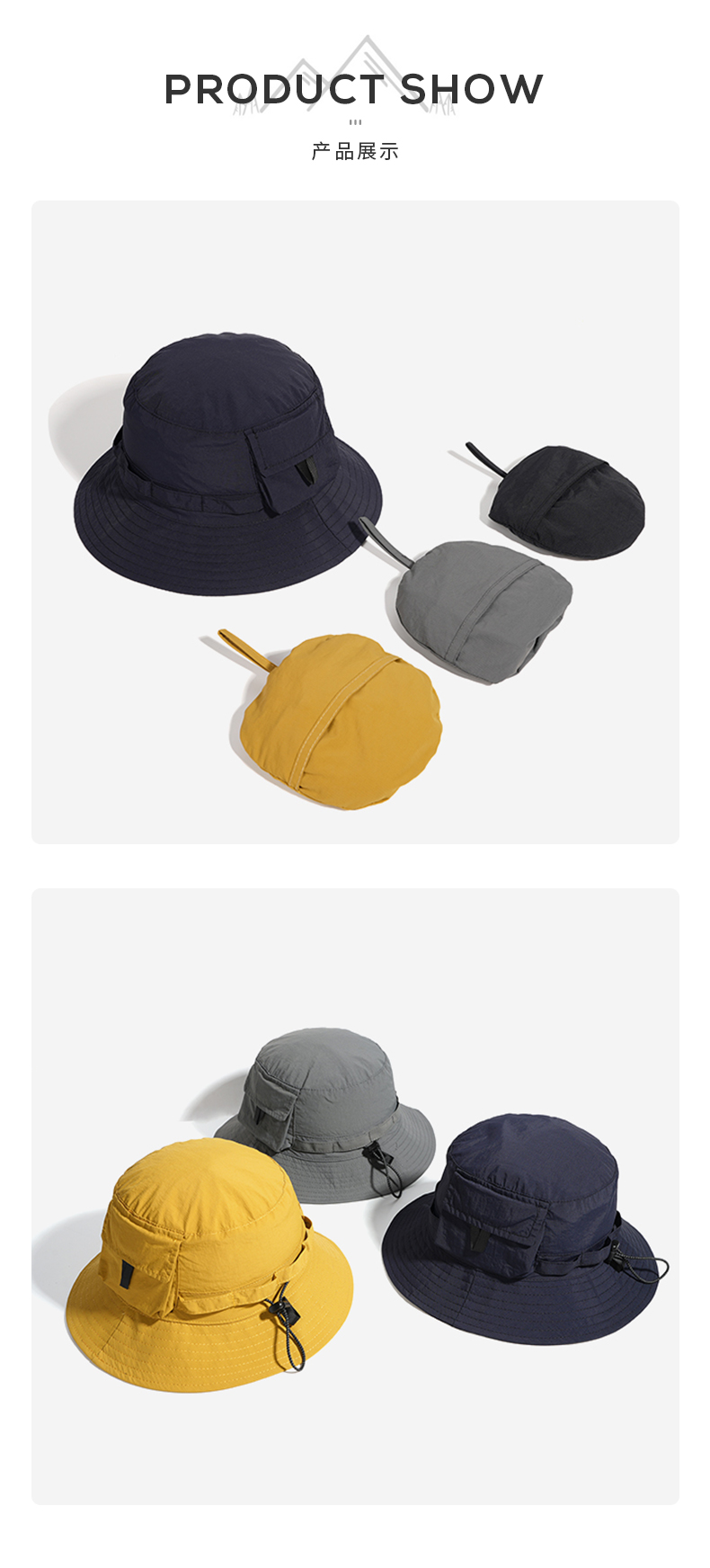 custom foldable pocket quick dry waterproof sun protection bucket hat