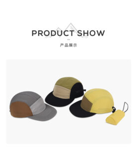 custom solid color blocked foldable waterproof quick dry five panel cap