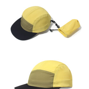 custom solid color blocked foldable waterproof quick dry five panel cap