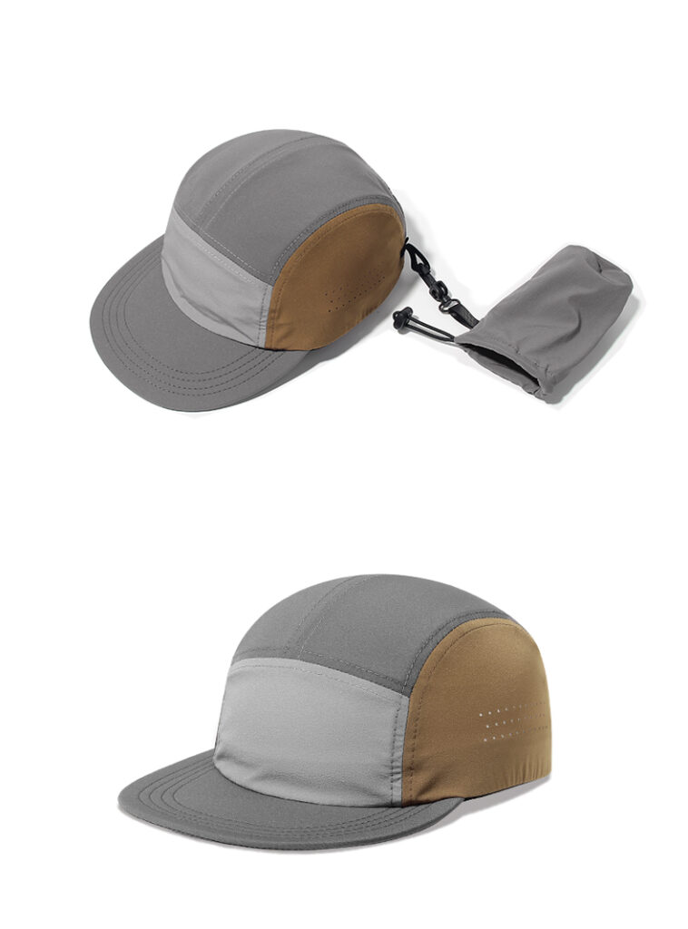 custom solid color blocked foldable waterproof quick dry five panel cap