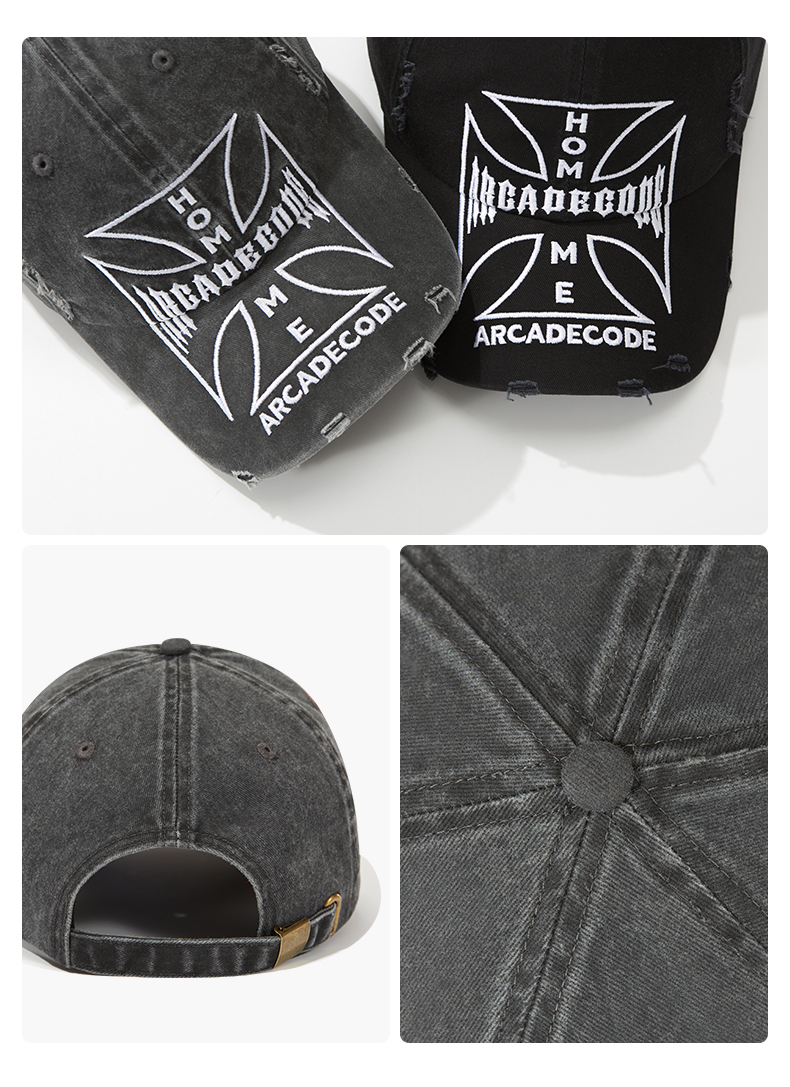 custom vintage washed frayed ripped baseball cap