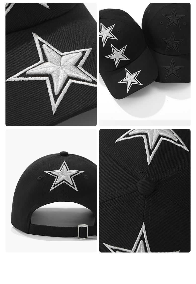 custom big star embroidery sun protection baseball cap