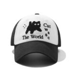 custom black white color block embroidered sun protection baseball cap