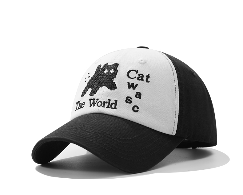 custom black white color block embroidered sun protection baseball cap