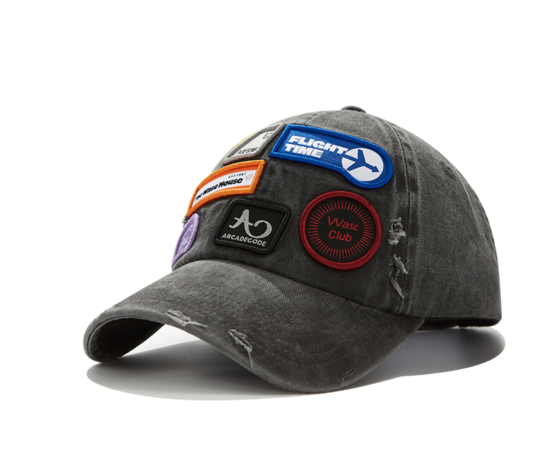 custom heavy craft seven logos distressed ripped edge baseball cap