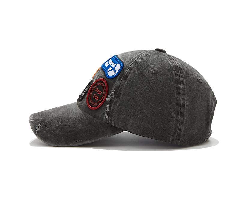 custom heavy craft seven logos distressed ripped edge baseball cap