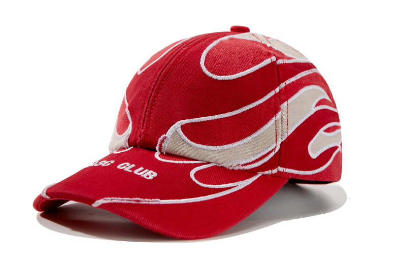 custom washed vintage baseball cap with flame embroidery