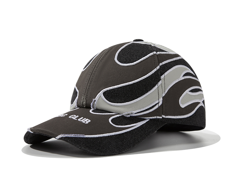 custom washed vintage baseball cap with flame embroidery