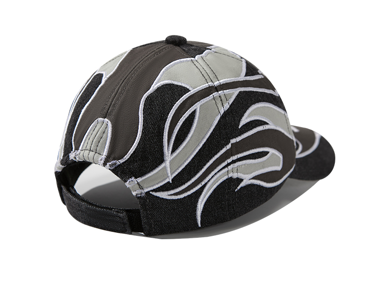 custom washed vintage baseball cap with flame embroidery