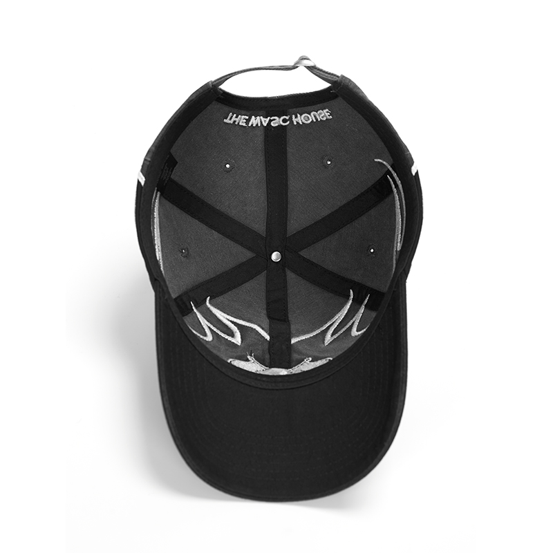 custom racing style flame embroidery baseball cap