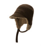 custom sherpa lined trapper hat short visor brim adjustable strap chin tie