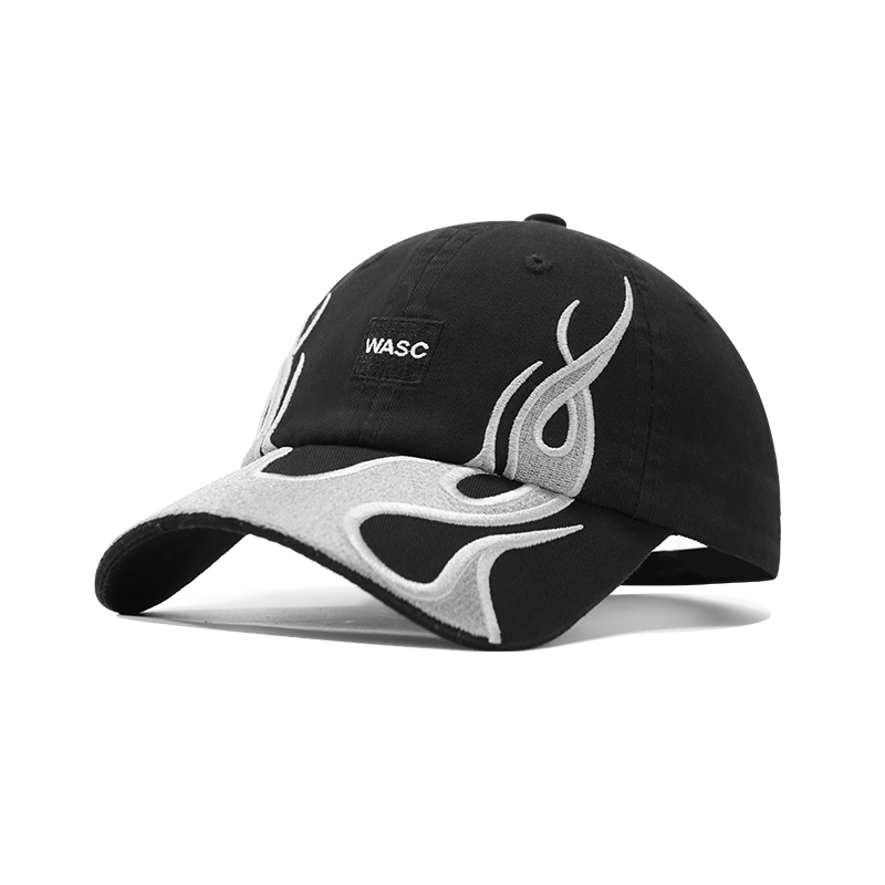 custom embroidered logo & flame embroidery baseball cap