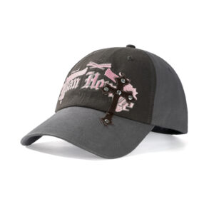 custom color block cross embroidery rivet baseball cap