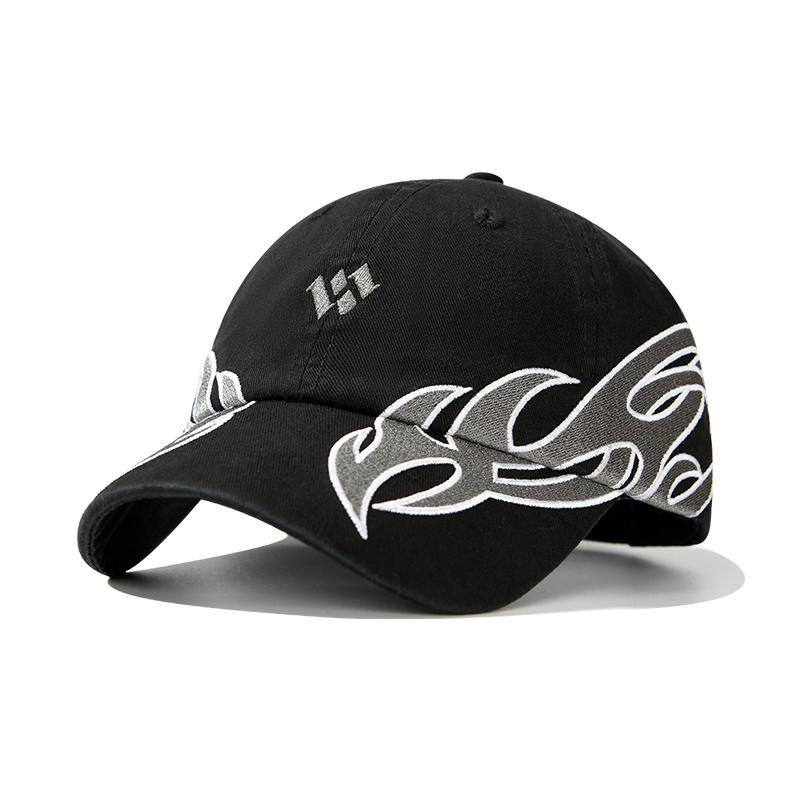 custom flame embroidery streetwear baseball cap