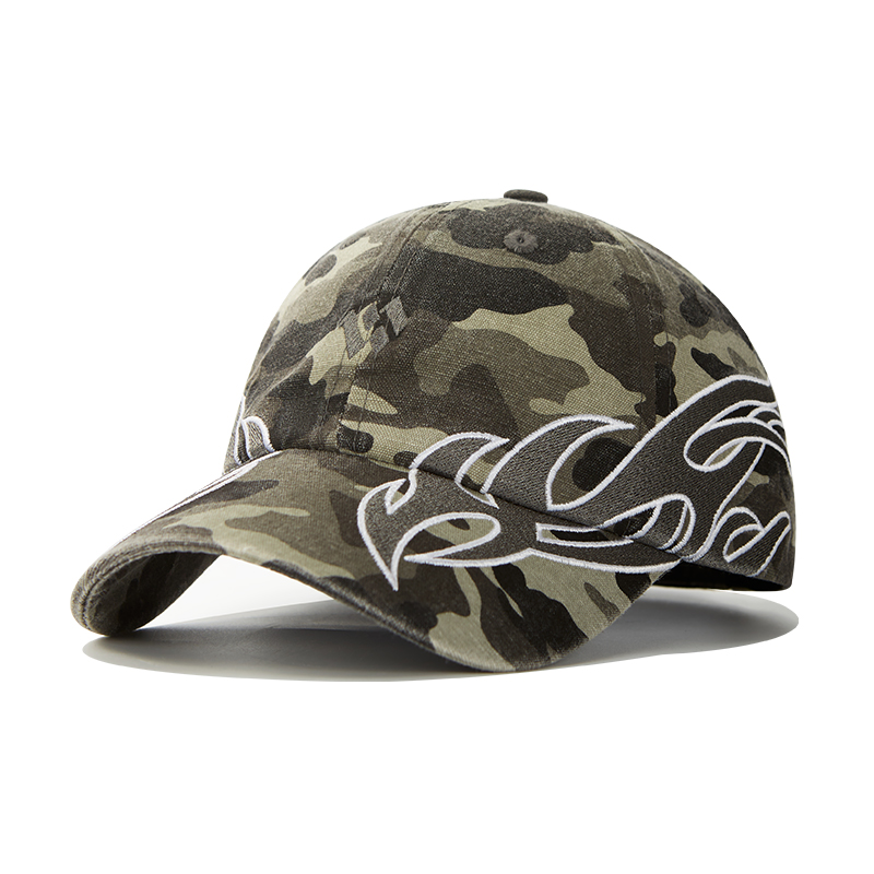 custom flame embroidery streetwear baseball cap