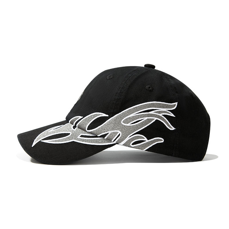 custom flame embroidery streetwear baseball cap