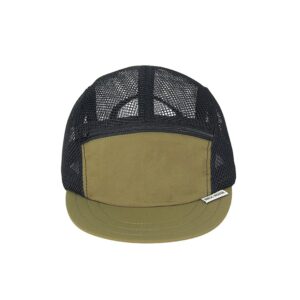 custom highly breathable mesh color block 5 panel cap