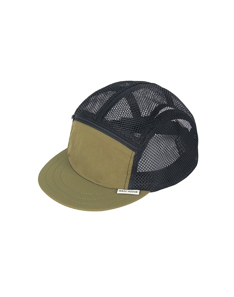 custom highly breathable mesh color block 5 panel cap