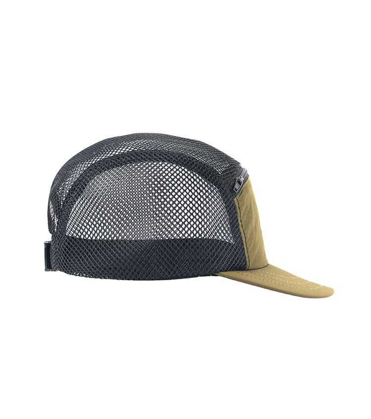 custom highly breathable mesh color block 5 panel cap