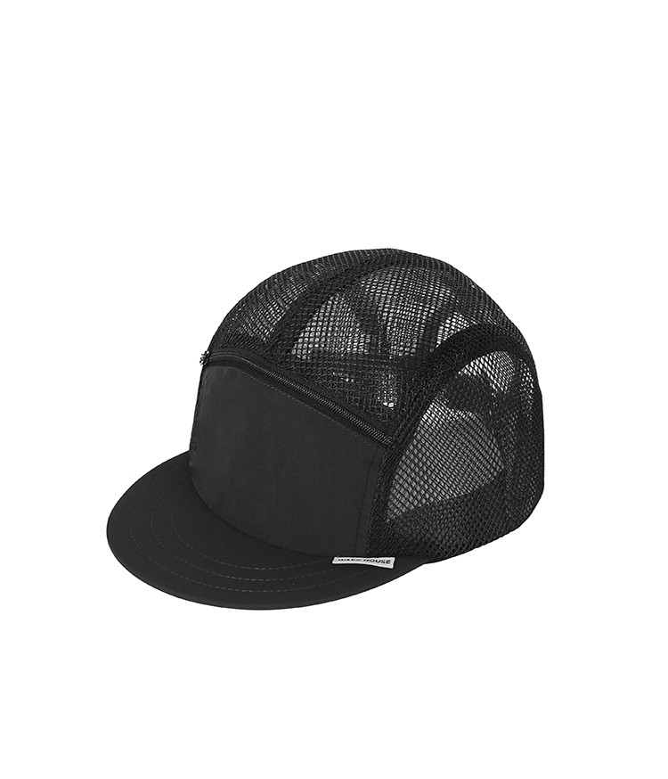 custom highly breathable mesh color block 5 panel cap