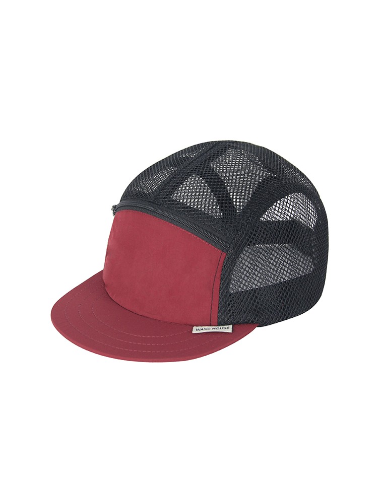 custom highly breathable mesh color block 5 panel cap