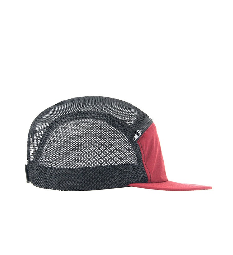 custom highly breathable mesh color block 5 panel cap