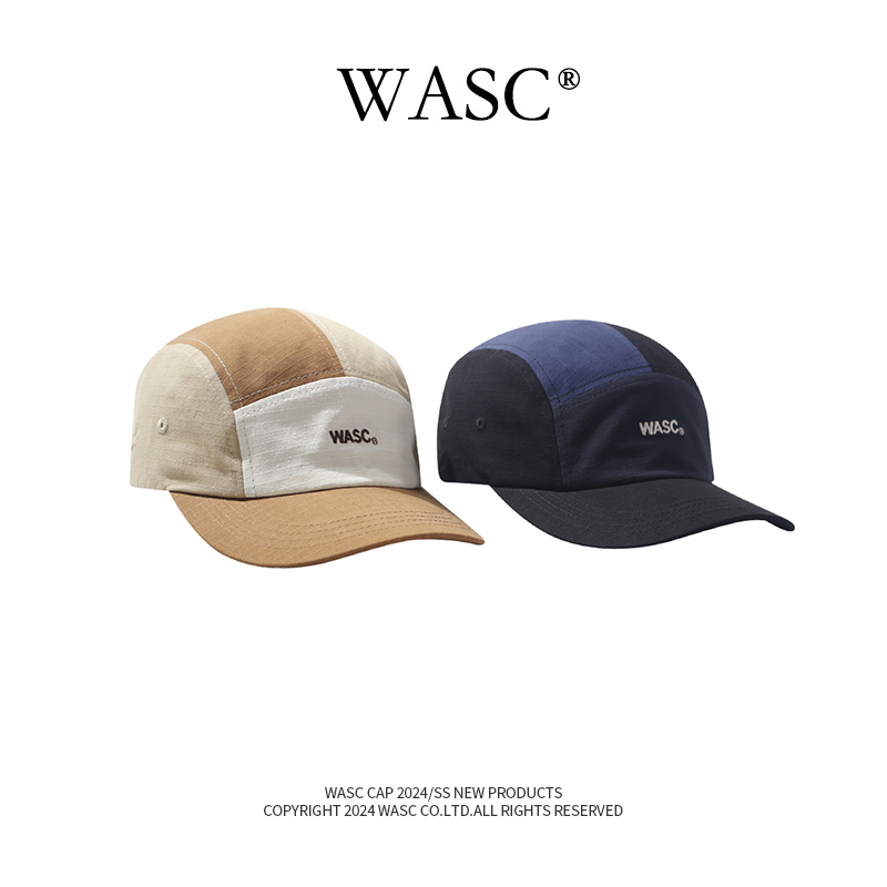 custom color block baseball cap with embroidered logo on brim