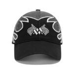 custom racing style flame embroidery baseball cap