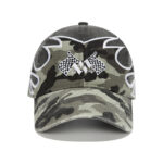 custom racing style flame embroidery baseball cap